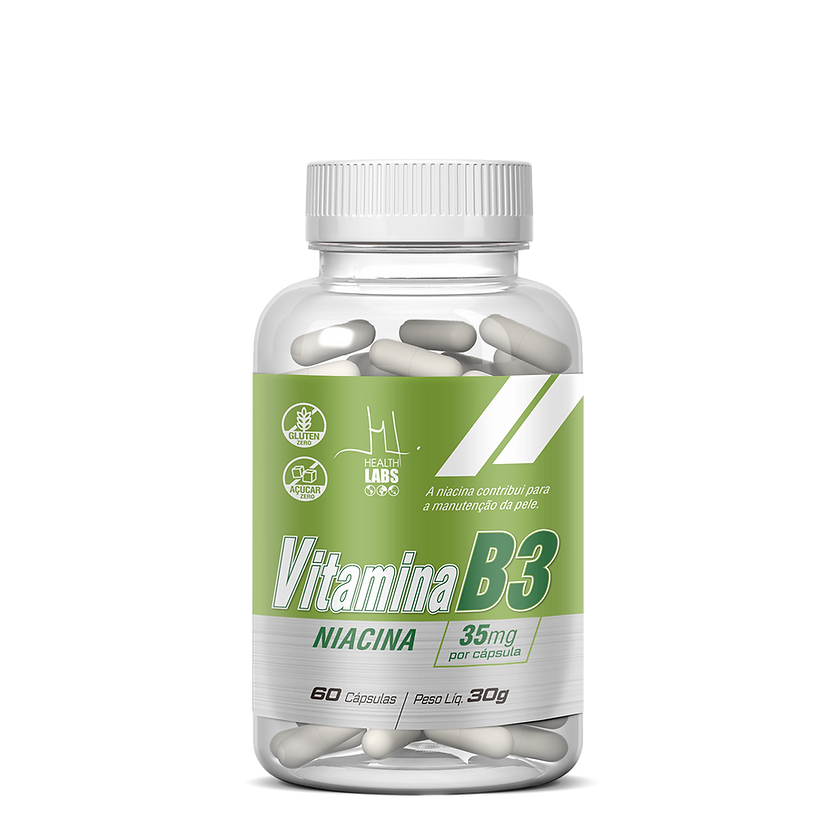 VITAMINA B3 - NIACINA - 60 CÁPSULAS - HEALTH LABS - Saudavelmente ...